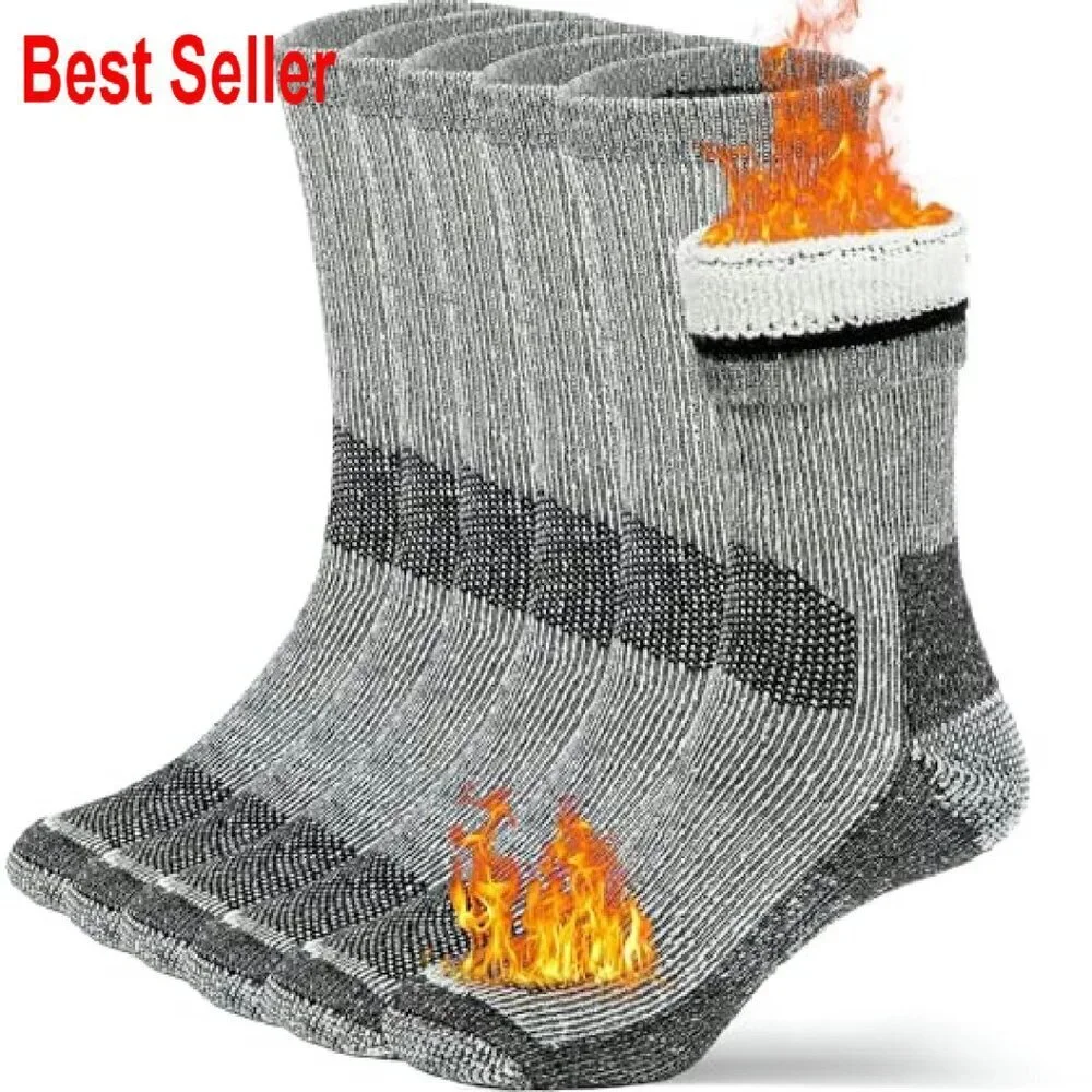 Merino Wool Thermal Boot Socks Cozy Winter Warm Hiking Outdoor Unisex